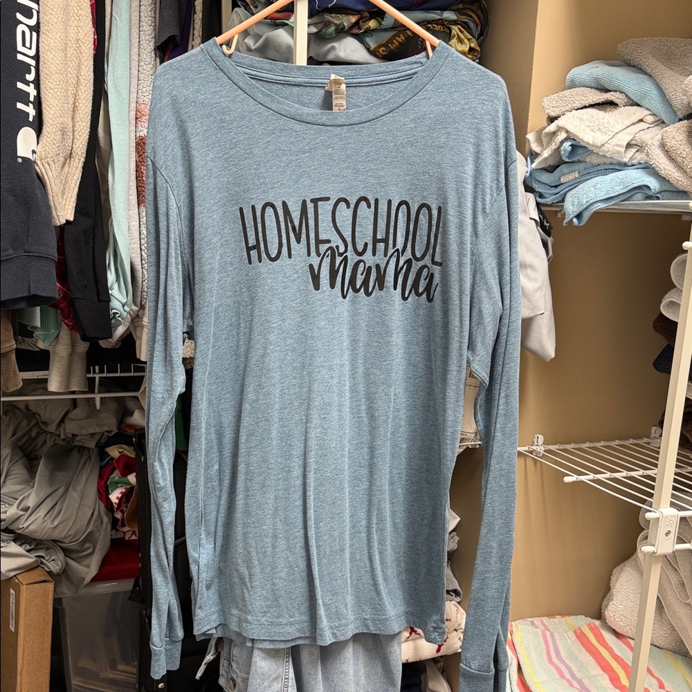 Bella Canvas Light Blue Long Sleeve "Homeschool Mama" Tee